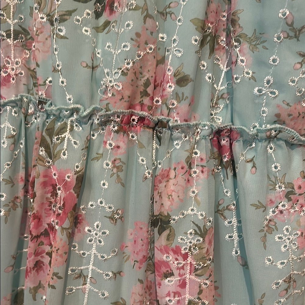 Floral Kids Dress in Blue and Pink - Picture 3 of 5